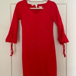 JCrew Red Dress with Bow Sleeves